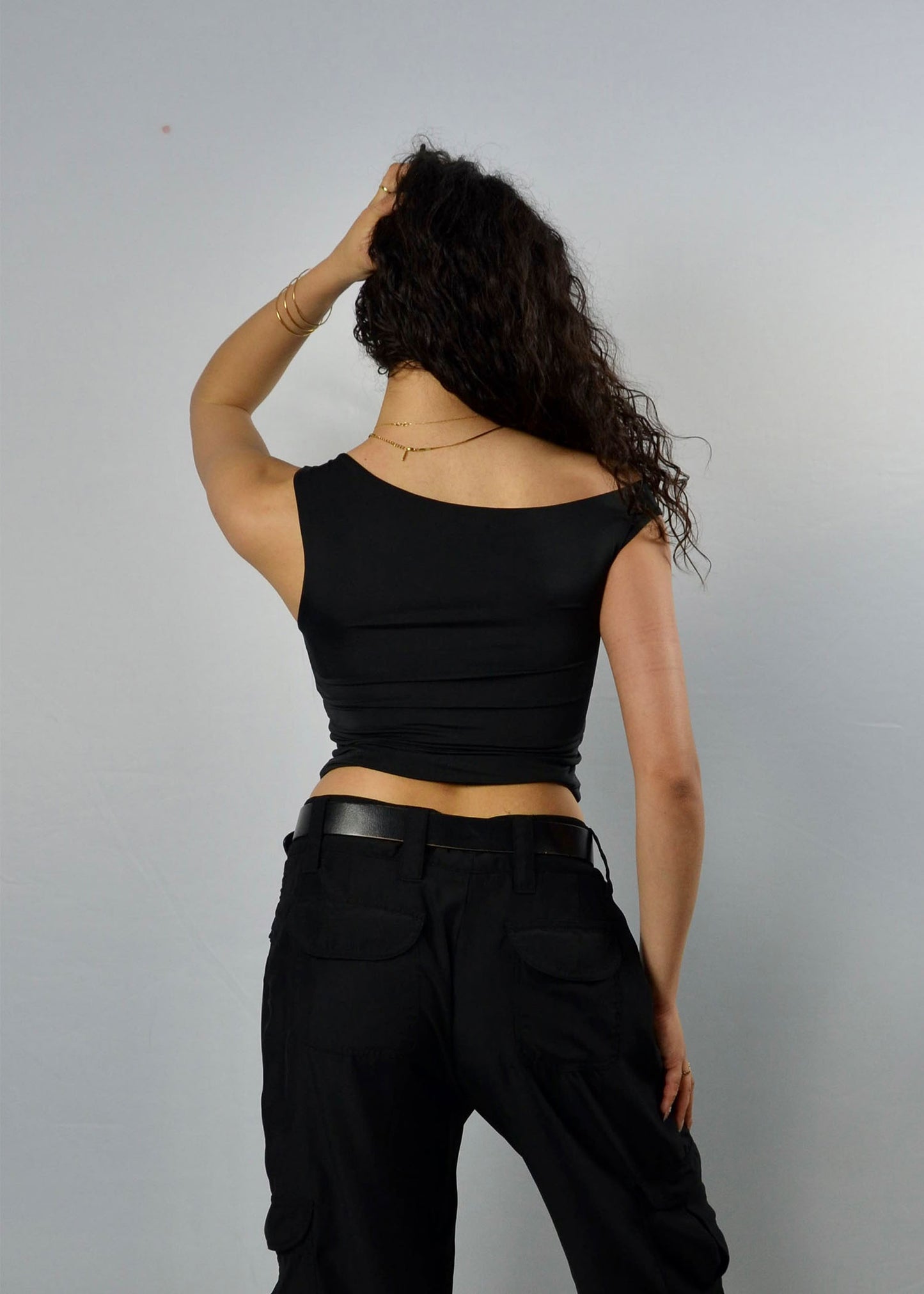 Black Off The Shoulder Tank- Pre Order