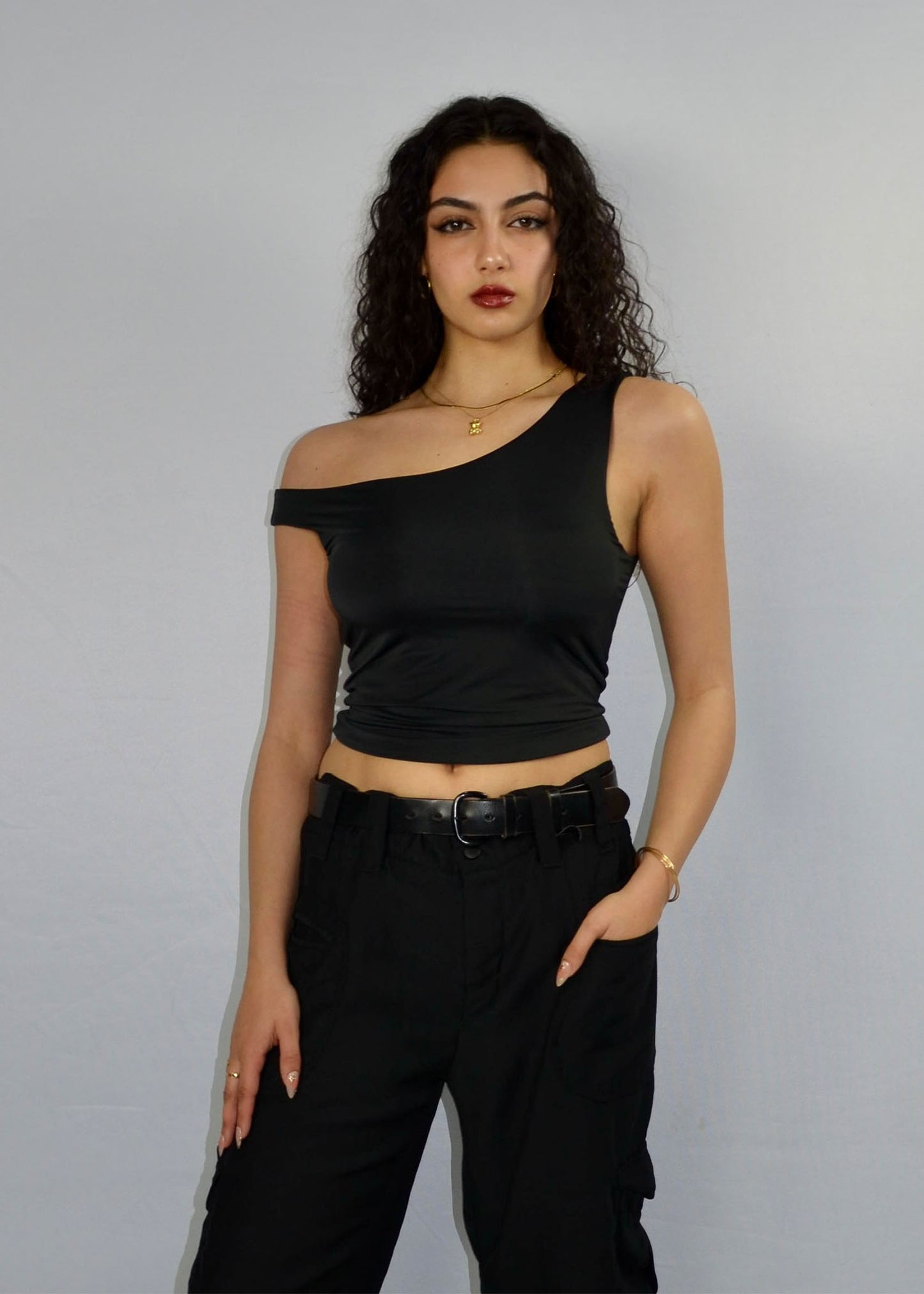 Black Off The Shoulder Tank- Pre Order